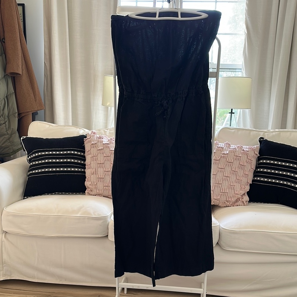 GAP Black Strapless Jumpsuit Wide-Leg Silhouette